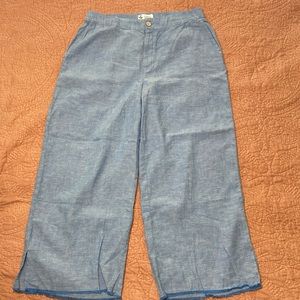 NWOT Carve Designs Wide Leg Cropped Chambray Pants